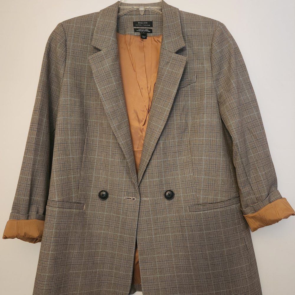 RW&CO. Gray/Tan Plaid Blazer